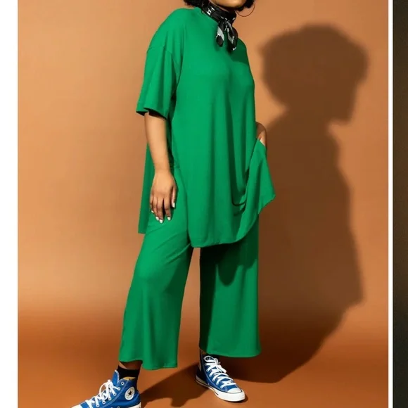 Dressed in LALA Lex Ribbed Playsuit in Chartreuse - Picture 3 of 3